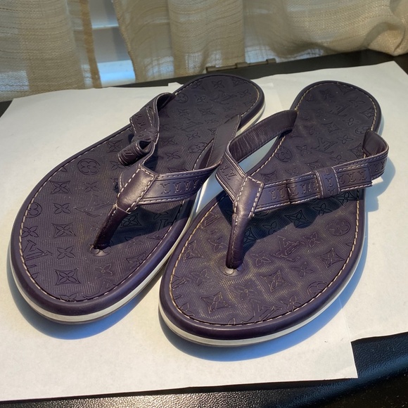 Louis Vuitton purple thong rubber monogram sandals flip-flops flats slides spa39 - Picture 1 of 9